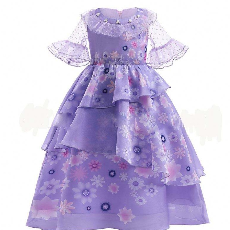 2022 Baby fille robe mirabel fille princesse robe élégante soirée de soirée tutu robe de bal Encanto Children Cosplay Costume
