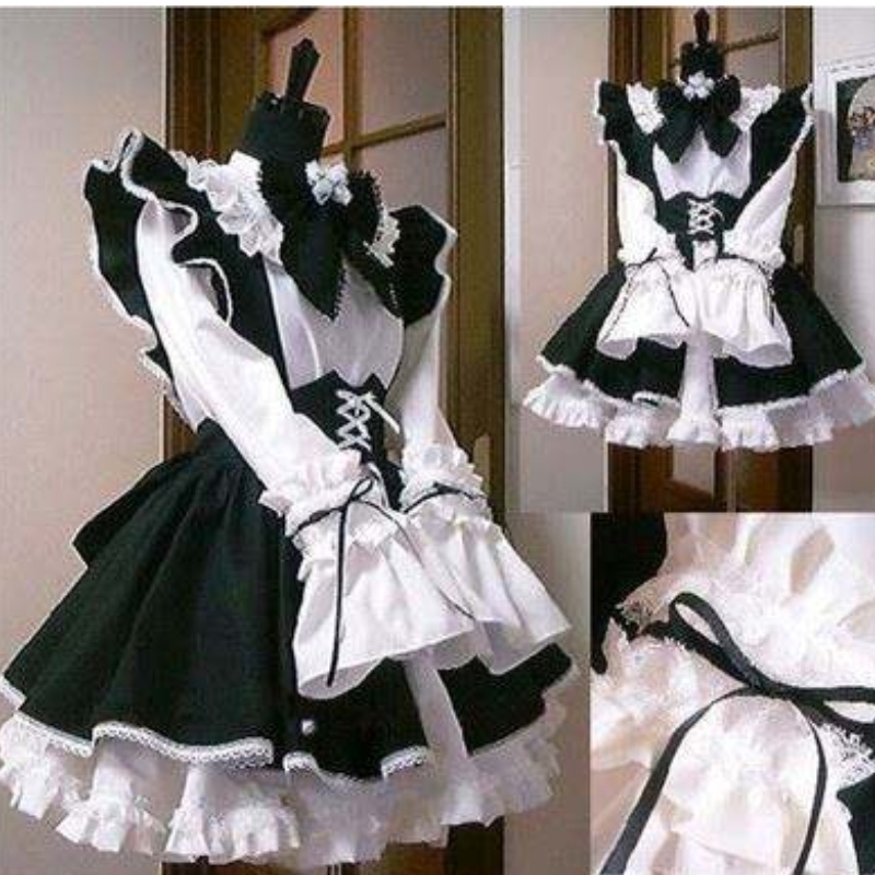 Femme Maid tenue robe d'animenoir et blanc robe robe lolita robes hommes costume costume costume costume