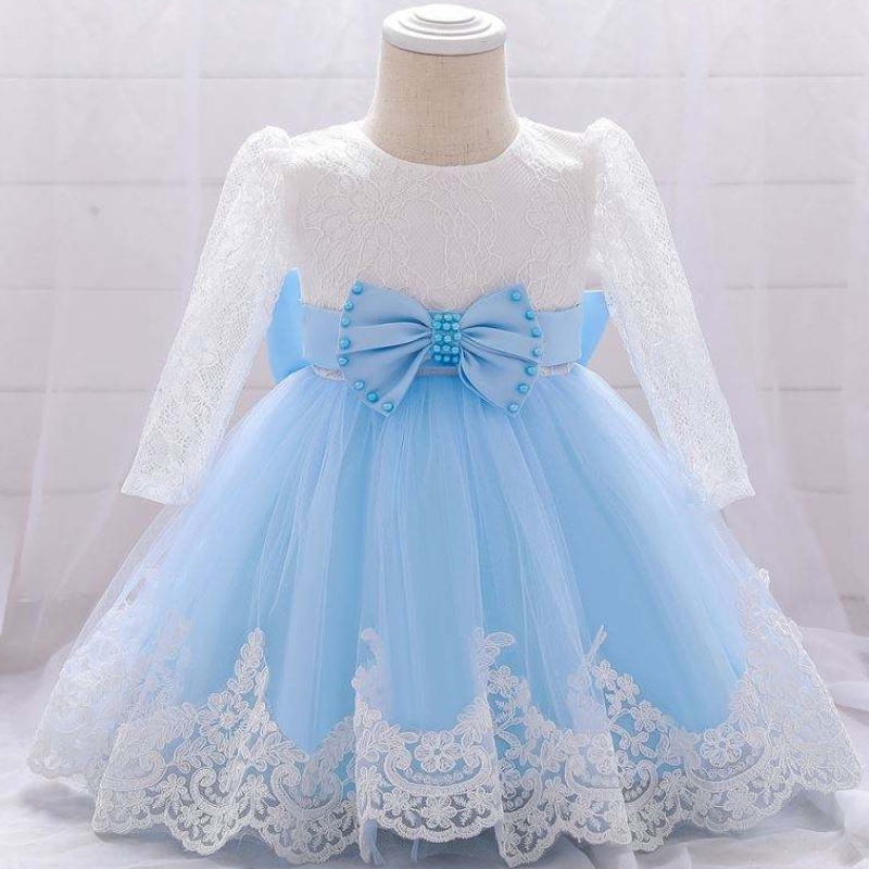 Baige Flower Girl Party Portez une robe baptême occidentale en dentellenouveau-né pour bébé