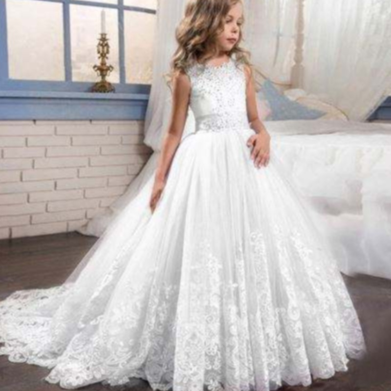 Baige Luxury Luxury Princess Sanvel Sory Robe Enfants en gros de la soirée Boule de bal Costume de promotion d'anniversaire de fantaisie Costume