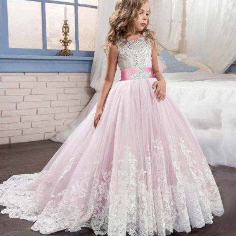 Baige Luxury Luxury Princess Sanvel Sory Robe Enfants en gros de la soirée Boule de bal Costume de promotion d'anniversaire de fantaisie Costume