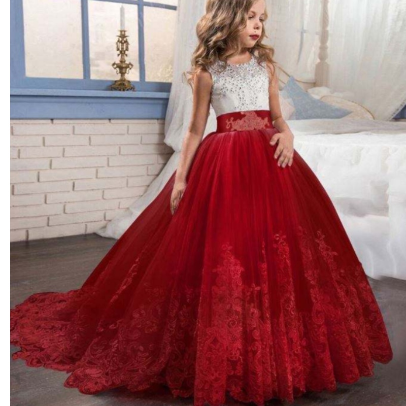 Baige Luxury Luxury Princess Sanvel Sory Robe Enfants en gros de la soirée Boule de bal Costume de promotion d'anniversaire de fantaisie Costume