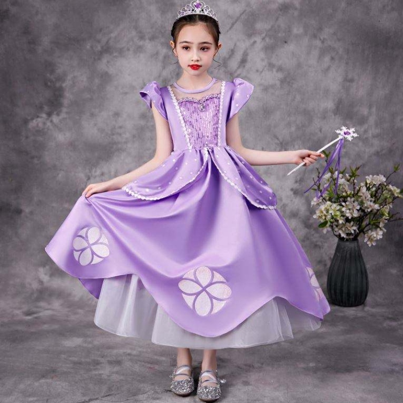 Baige violet sofia rapunzel elsa anna belle princesse robe téléfilo costumes sofiya princesse for girl