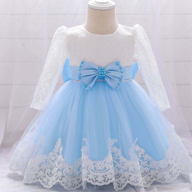 3-24 mois en dentelle à manches longues Vêtements d'enfants premier anniversaire robe de fête de fleur mignonne