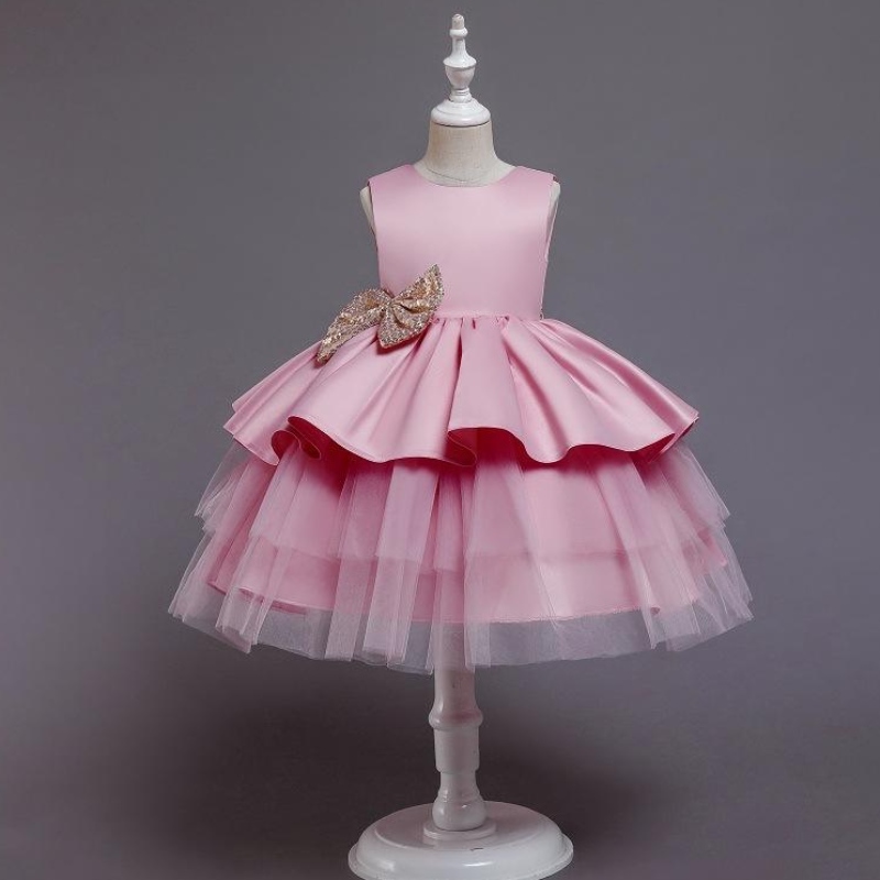 Summer Sequin Big Bow Baby Girl Robe 1st Birthday Party Robe de mariée pour fille Robes de soirée princesse Tissu pour enfants