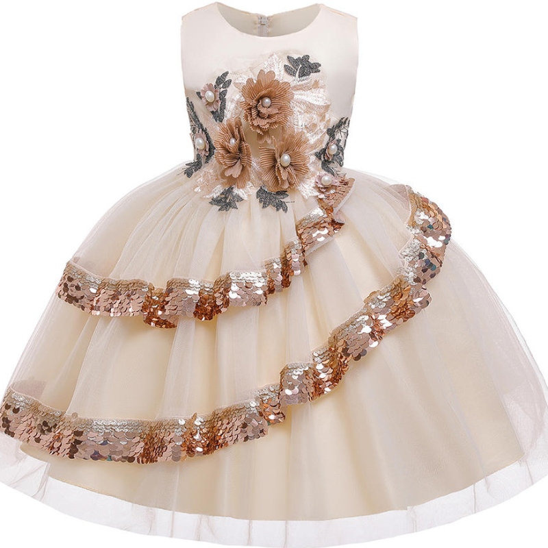 2022 Été bébé robe fille élégante girnes enfants robes enfants vêtements fleur fleur princesse de mariage robe de fête de soirée