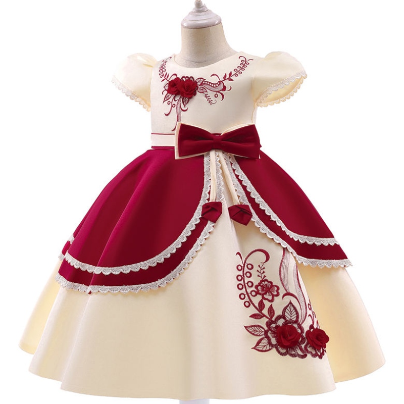 2022 Kids formels Robe de broderie vintage pour filles costumes de bal de bal Robes princesse filles vestido de soirée