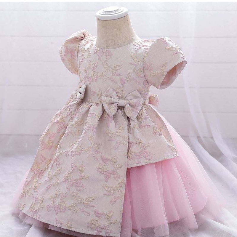 Meiqii 0-6 ans en satille tulle enfants fleur fête porter un enfantnouveau-né mini robe princesse fille baptsim vêtements l1975xz