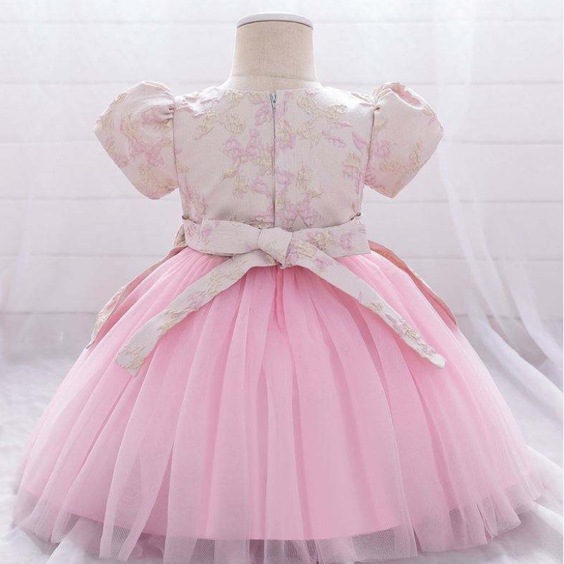 Meiqii 0-6 ans en satille tulle enfants fleur fête porter un enfantnouveau-né mini robe princesse fille baptsim vêtements l1975xz