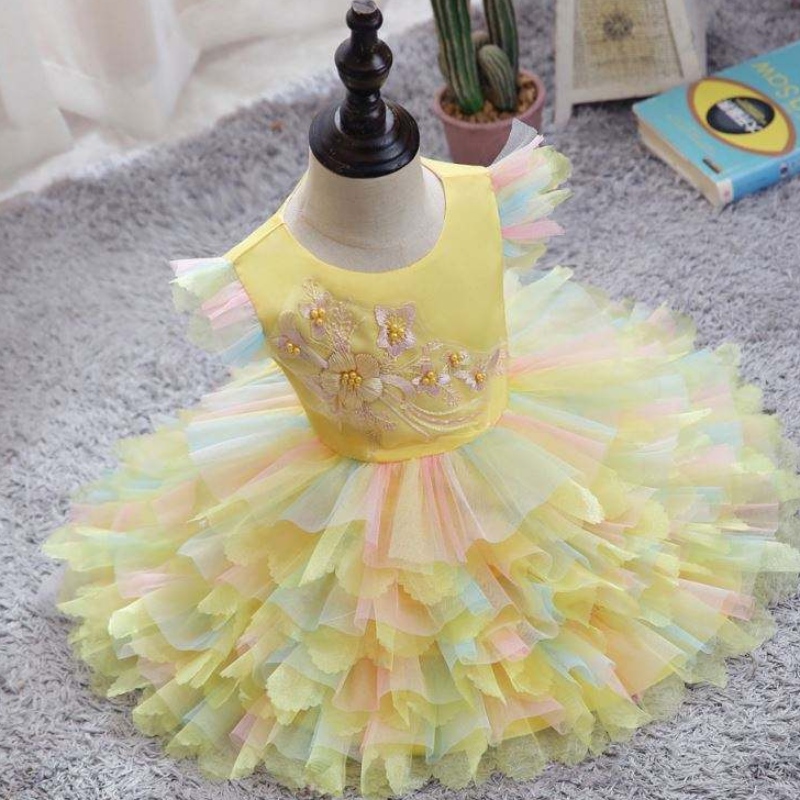 Baige Girls \\ 'robe manches courtes ballet colorénouvelles filles \\' princesse robe robe Design d0755