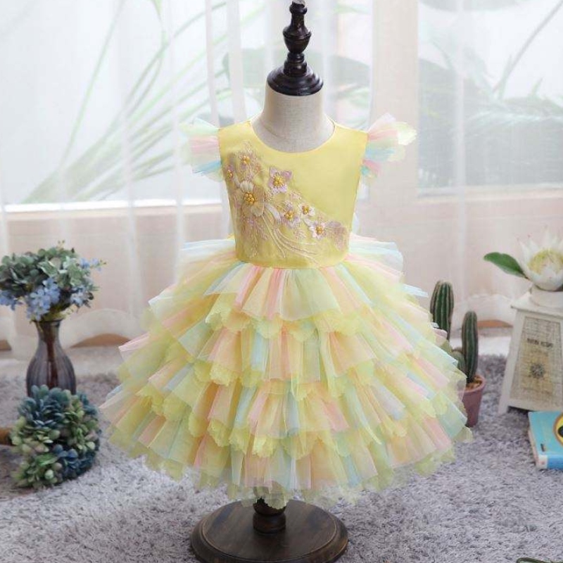 Baige Girls \\ 'robe manches courtes ballet colorénouvelles filles \\' princesse robe robe Design d0755