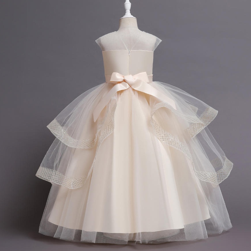 Flower Girls Mesh Tulle Robes pour les adolescents Vintage Summer Sans manches élégantes Party Tutu Vestidos Children Robe