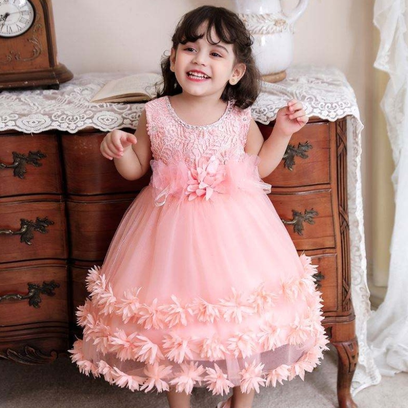 Robe de petite petite fille Designs New Fashion Flower Kids Premier anniversaire Robe formelle pour 0-4 ans bébé