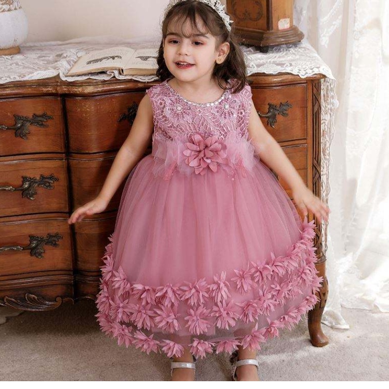 Robe de petite petite fille Designs New Fashion Flower Kids Premier anniversaire Robe formelle pour 0-4 ans bébé