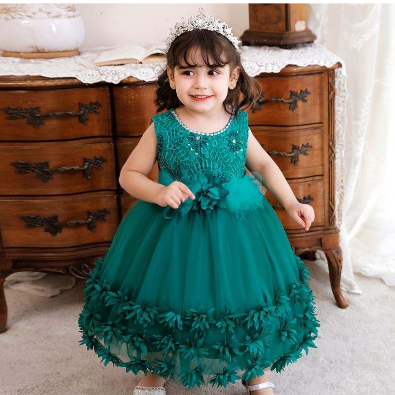 Robe de petite petite fille Designs New Fashion Flower Kids Premier anniversaire Robe formelle pour 0-4 ans bébé