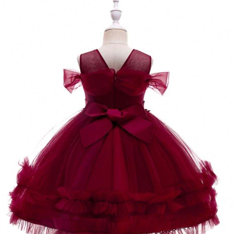 Baige belle fleur applique fille robes d'anniversaire princesse enfants robe de mariée de fête de Noël bébé