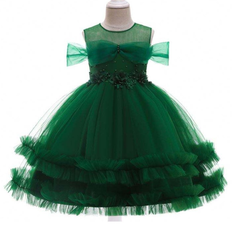 Baige Nouveau bébé vêtements pour enfants charmantes fleures fille formelle de mariage d'anniversaire de fête de fête