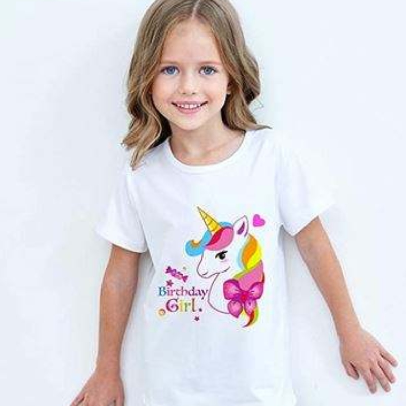 Baige girl d'été à manches courtes à manches mignonnes mignonnes licorne t-shirt t-shirt arc-en-ciel jupe de performance tutu