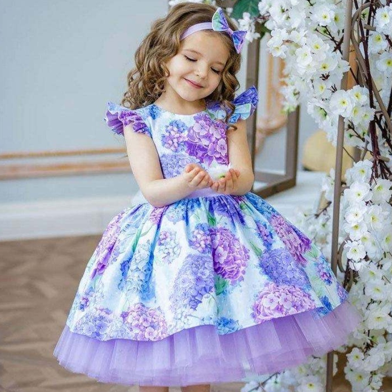 Baige Dernière la robe de fille à imprimé floral \\ Vêtements d'enfants pour les robes de demoiselle d'honneur fille de 3 ans pour la fête