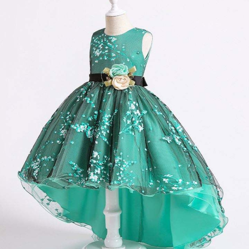Baige Children Dress Girls Bow Robe de mariée traînante Western Party Wear Formel Princess Girl \\ Sobe 2153