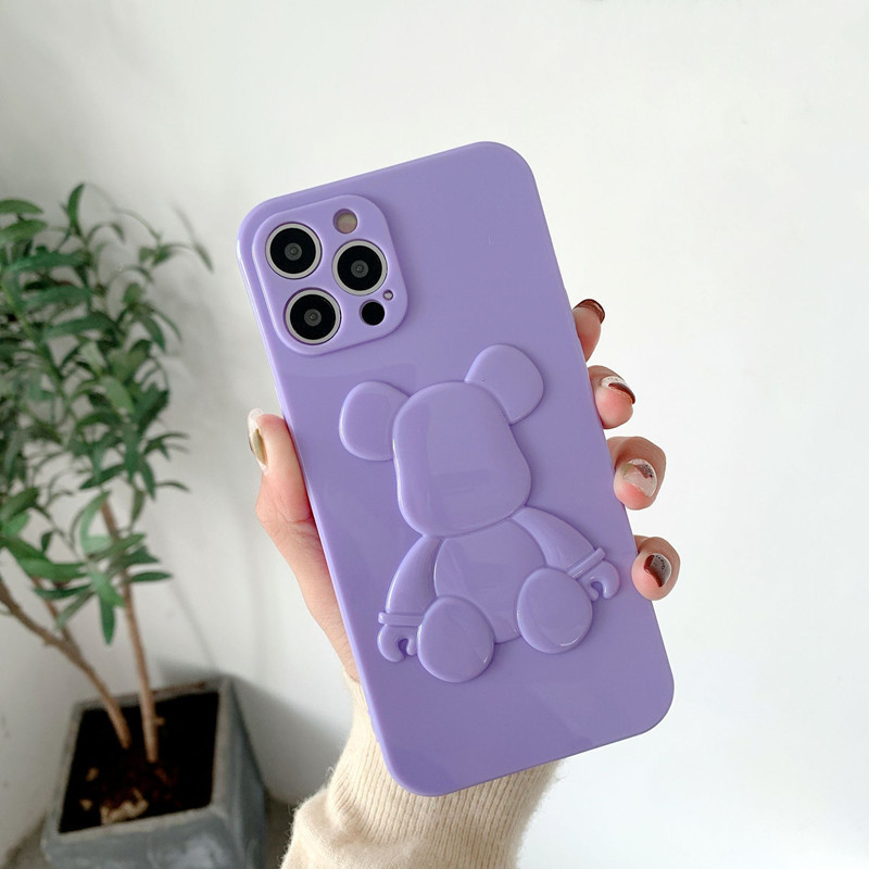 Lenouveau produit convient au boîtier Apple iPhone13pro en cuir ours en cuir de couleur mobile de couleur mobile, mise àniveau de l'objectif protection contre les rayures, couverture de protection anti-collision