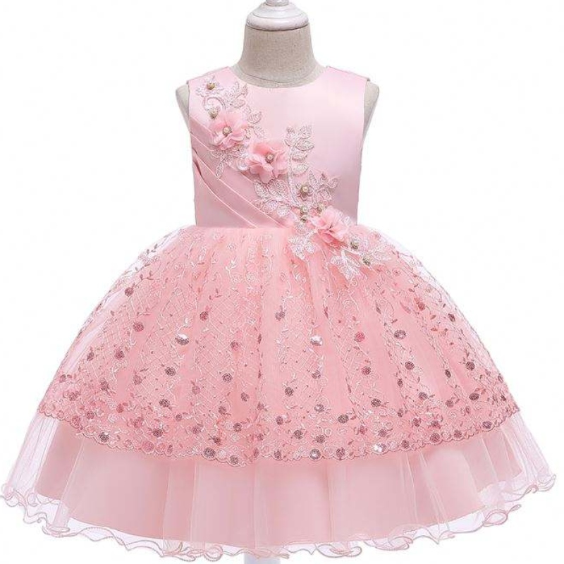 2020 Enfants vêtements Stock Baby Girls Kids Design Robe Fleur Baby Girl Girl Birthday Party Robe L5201