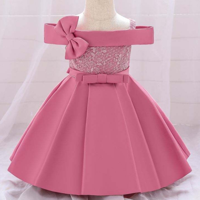 Vêtements de bébé en gros bébé Robe de fête d'anniversaire d'été à épaules dénudées l1959xz