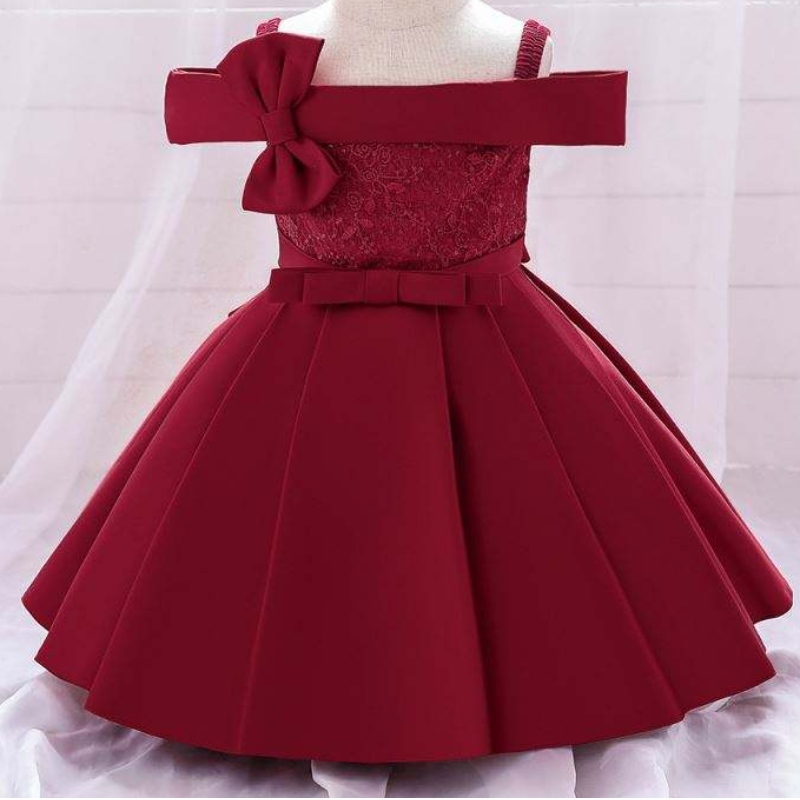 Vêtements de bébé en gros bébé Robe de fête d'anniversaire d'été à épaules dénudées l1959xz