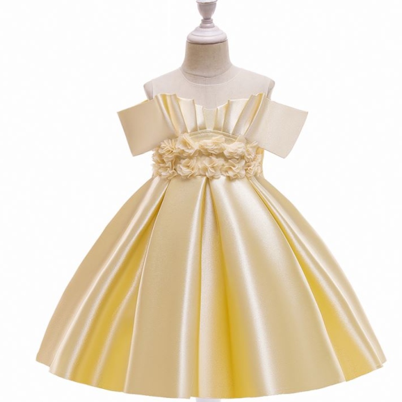 Baige Dernière Flower Girl Robes One épaules Baby Girls Princess Marif Robe avec Big Arc