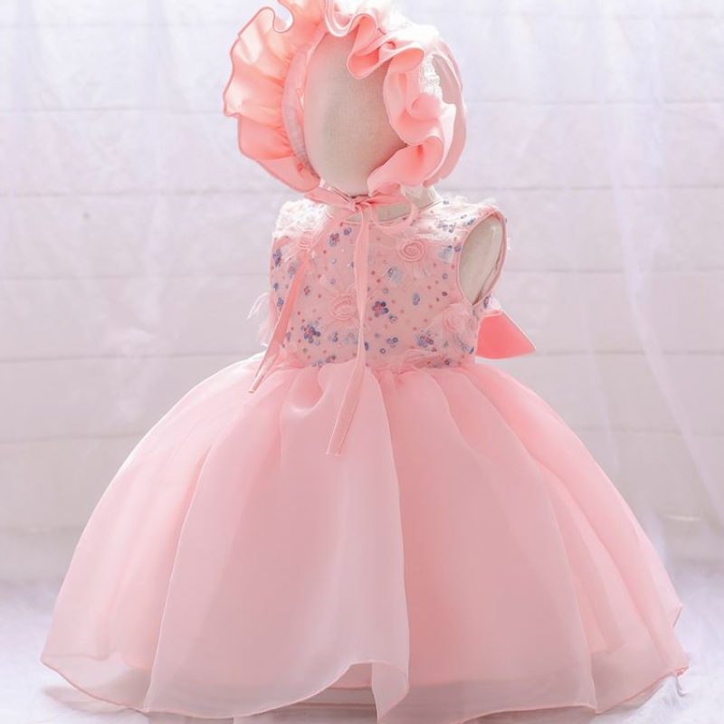 Baige Hot Sell Pink Girls Party Toddler Robes Baby Birthday Robe de 1 an Robe fille