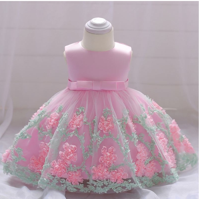 Baige Children Fashion Party Frock Kids Party Portez une robe de fille de fleur pour les enfants 0-2 ans