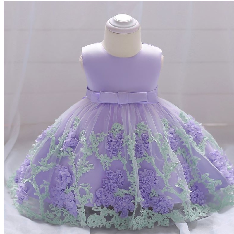 Baige Children Fashion Party Frock Kids Party Portez une robe de fille de fleur pour les enfants 0-2 ans