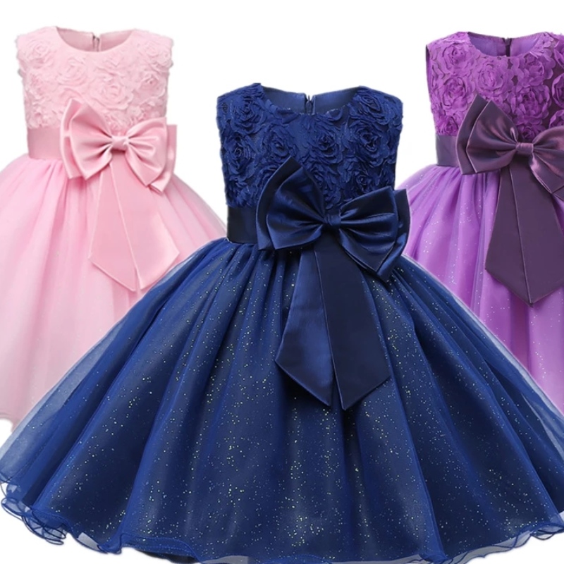 Filles en dentelle fleur princesse robe enfants anniversaire de mariage anniversaire élégant robe adolescente fille concours de concours