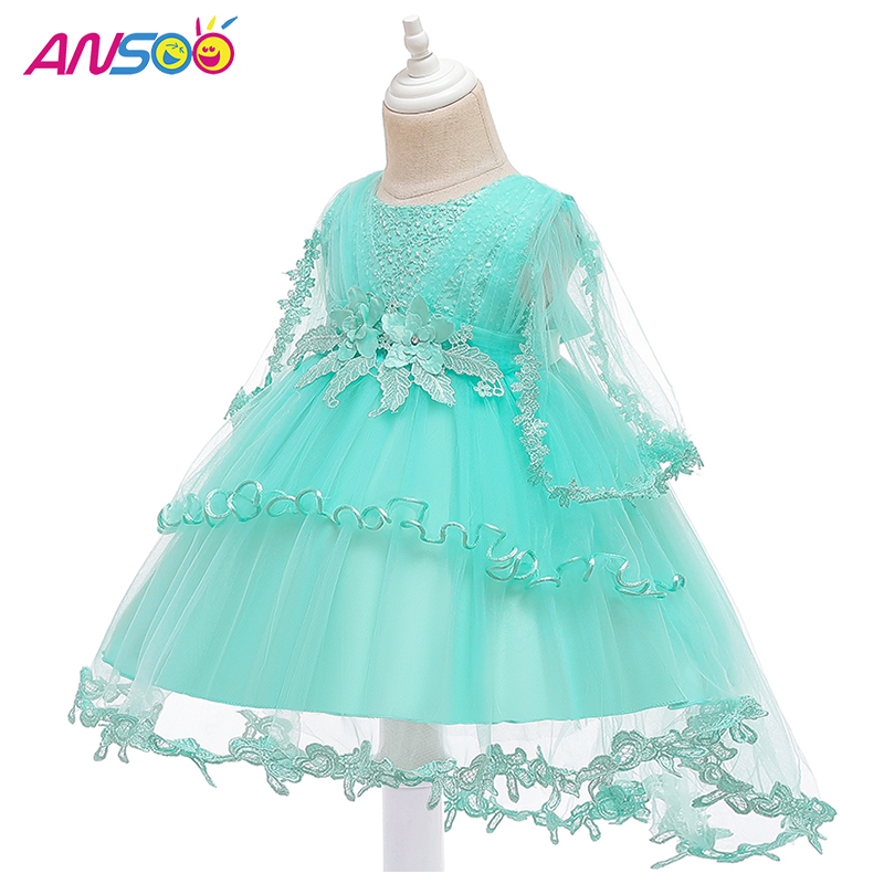 ANSOO Princess Flower Girl Robe Summer Tutu Mariage Birthday Party Robes pour enfants pour les enfants Costume Costume Conception de bal d'adolescent