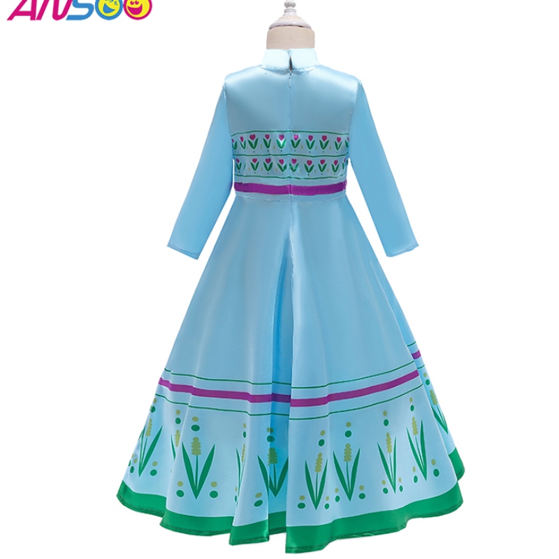 ANSSO ANNA ELSA Costumes de princesse pour enfants Halloween Party Cosplay Snow Queen Fancy Dishes Girls Snowflake Prom Robe