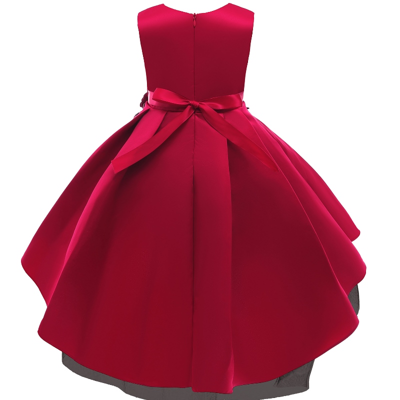 Robe de gilet des enfants Robe princesse rouge princesse fille robe en queue de poisson pour le piano performance