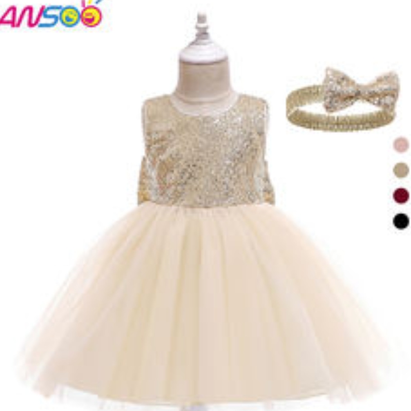 ANSOO DROP EXPÉRIENCE BÉBÉGULES Robe Toddler Kids Party TUTU Pageant Lace Lace Robe Robe pour robe de fille de fleur avec bandeau