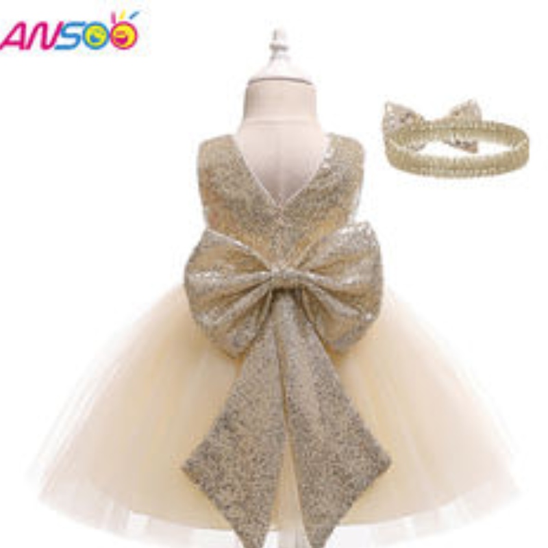 ANSOO DROP EXPÉRIENCE BÉBÉGULES Robe Toddler Kids Party TUTU Pageant Lace Lace Robe Robe pour robe de fille de fleur avec bandeau