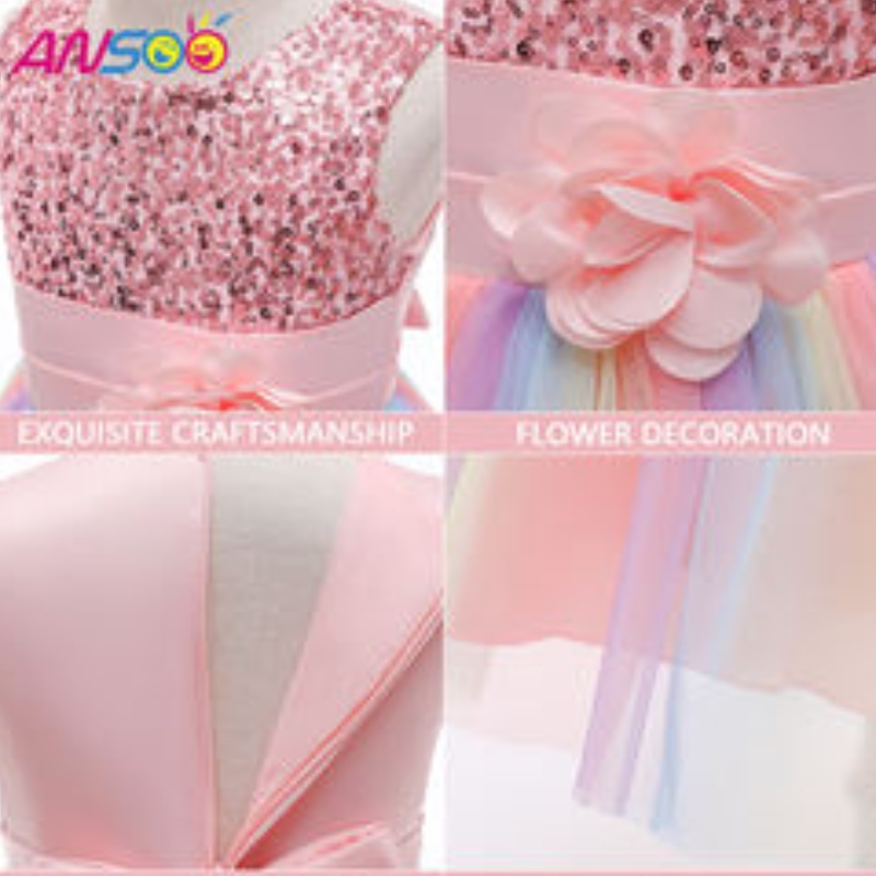 ANSOO Amazon Luxury Sans manches Beau Princesse Kids Ball Ball Childre