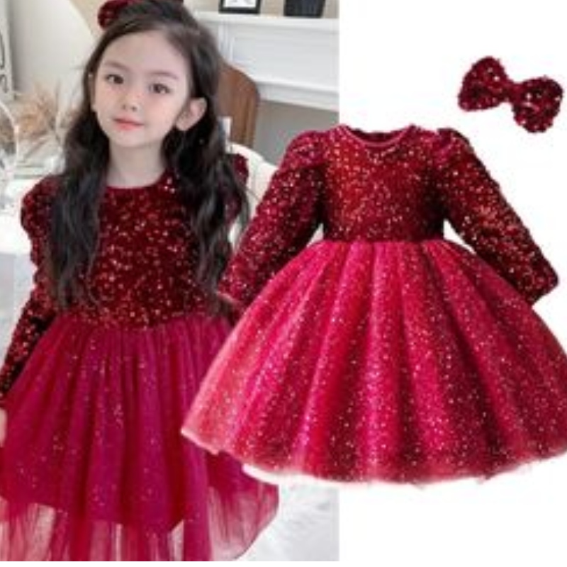 Fêgue de fête de gâteau moelleux robe robe de printemps à manches longues