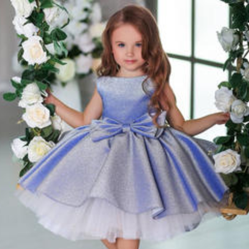 Robe de bal de fête de fête de luxe Robe maxi sans manches pour bébés filles en soirée.
