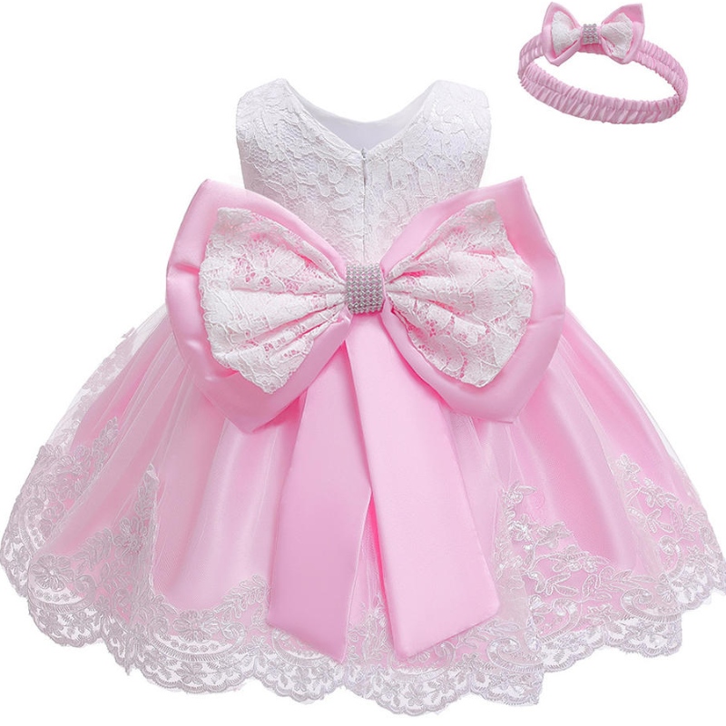 Fournisseurs en gros 0 à 6 ans robe baptême fille fille broderie pour enfants fête porte une robe de fille de fleur pour mariage