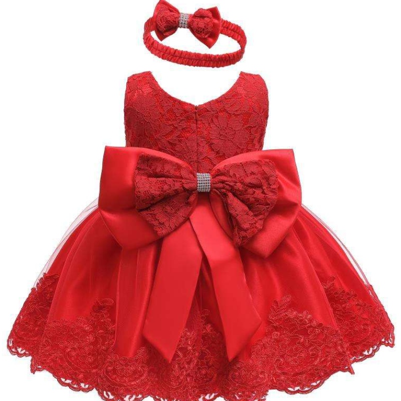 2022 Nouvelle fête en dentelle filles robes de bébé en gros des filles de fleur rose \\ '