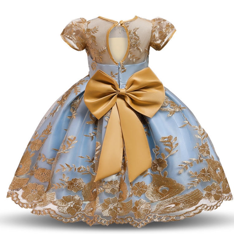 2022 Nouveau tutu brodé d'anniversaire princesse fleurie filles \\ 'robes de fête 2 à 12 ans