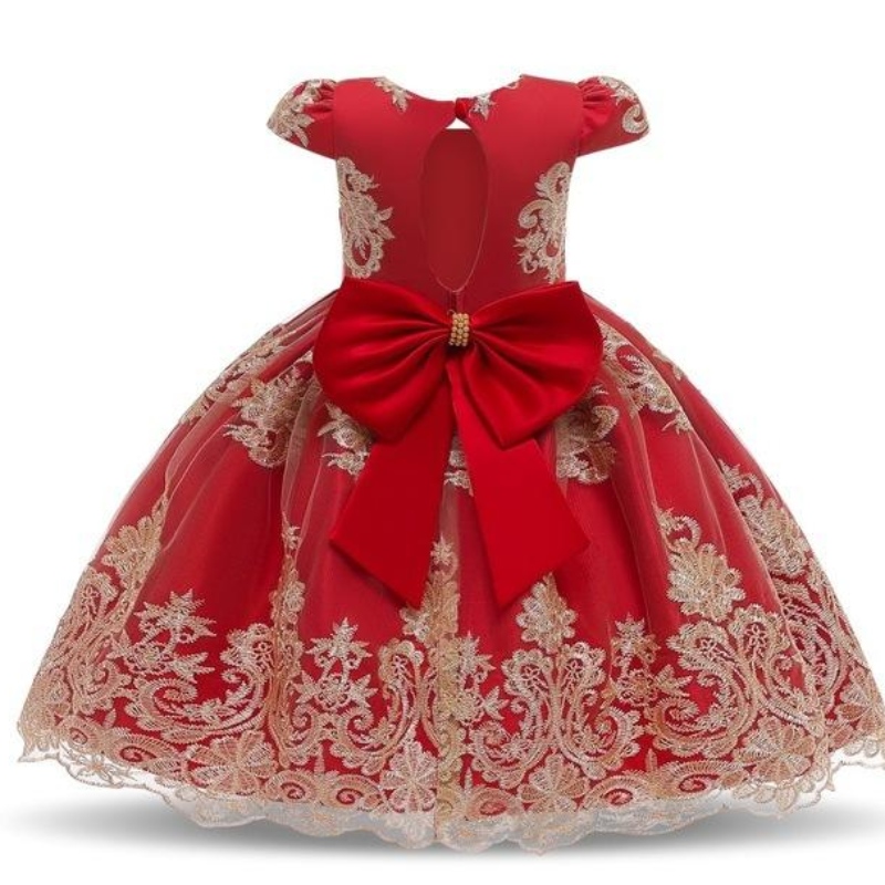 2022 Nouveau tutu brodé d'anniversaire princesse fleurie filles \\ 'robes de fête 2 à 12 ans