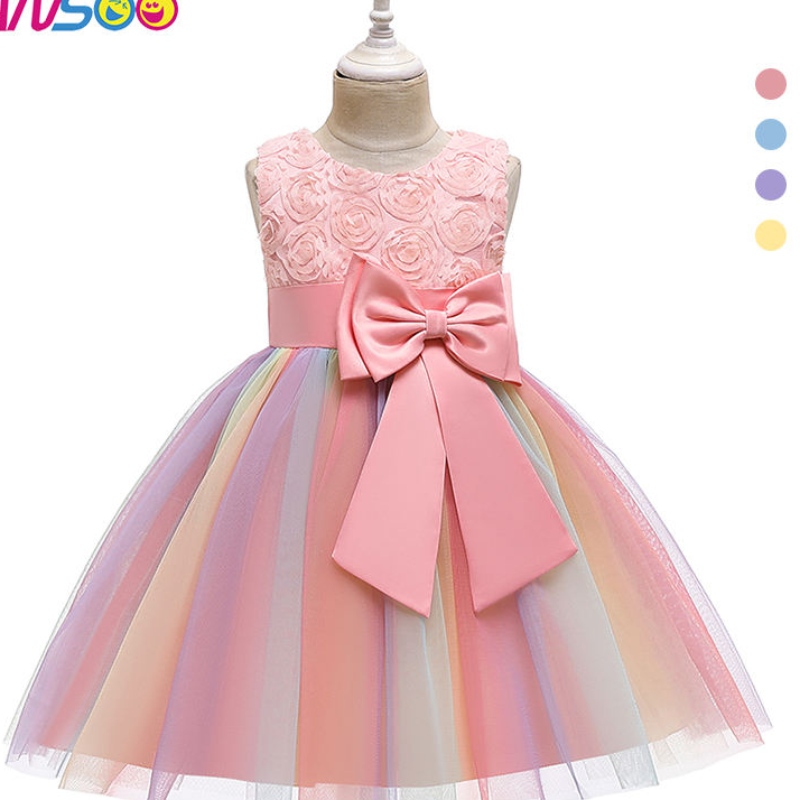 Robe anoo pour filles enfants dessin animé vestidos enfants robes tutu robes tout-petits robes princesse sans manches en été pour filles
