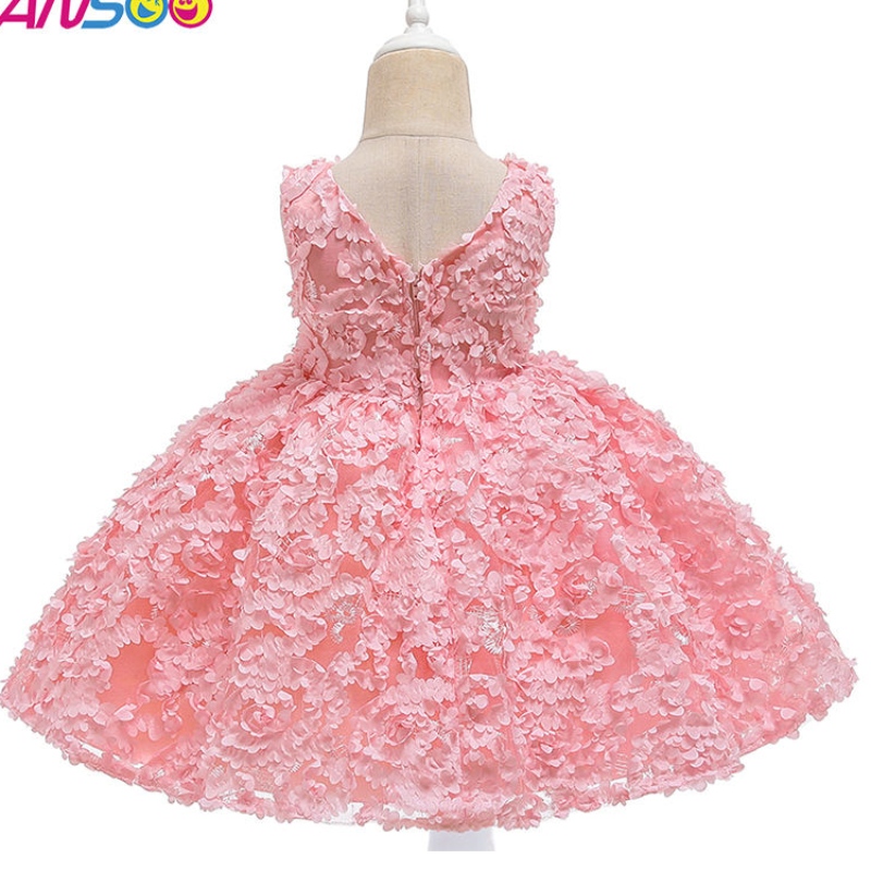 ANSOO 3 COHELS Personnalisation de l'usine Rose première robe d'anniversaire enfant bébé fille fleur fleur princesse rose rosenuptiale pour les enfants