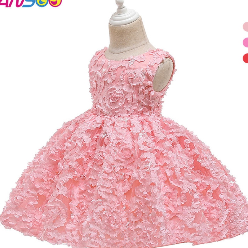 ANSOO 3 COHELS Personnalisation de l'usine Rose première robe d'anniversaire enfant bébé fille fleur fleur princesse rose rosenuptiale pour les enfants