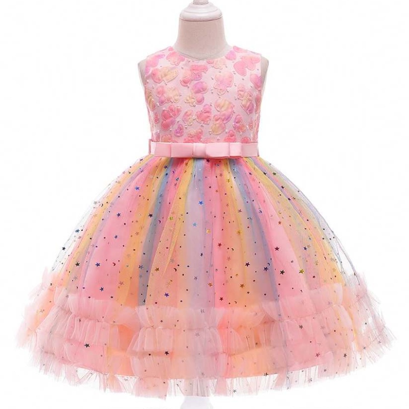 Baige Nouvel arrivée paillettes gâteau pour enfants robes de fête de fête de 3 à 10 ans