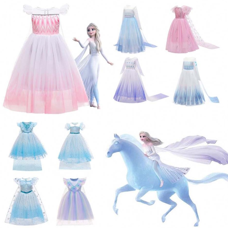 Prix ​​pas cher Princesse Anna Princess Elsa Snow Queen Girl Party Robe Kids Halloween Cosplay Costume BX1693/BX1697